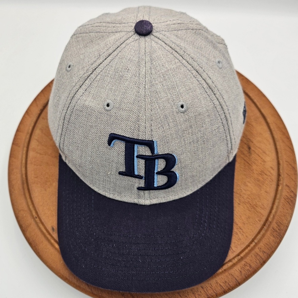 Tampa Bay Rays New Era 9FORTY Hat Heather Gray Purple Strapback MLB Baseball Cap - Picture 5 of 11